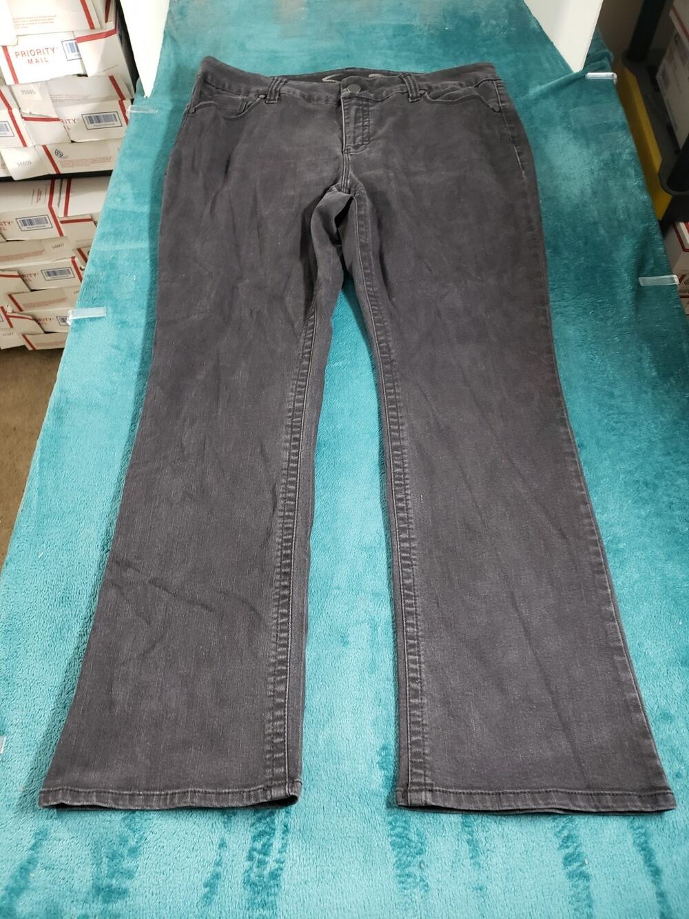 Seven7 Jeans Size 16 W Womens Black Stretch Pants Plus Denim Mid Rise Bootcut